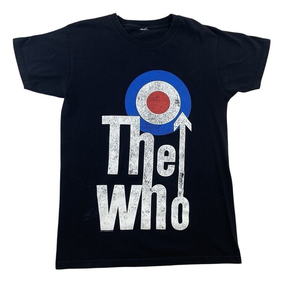 The Who T-Shirt Band Logo Graphic Print Short Sleeve Black Tee